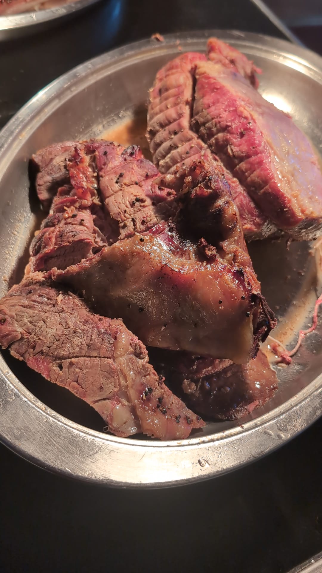 Plated Sunday roast - sliced beef with trimmings