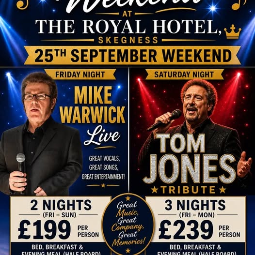 Live Music Weekend - Tom Jones Tribute + Mike Warwick - 25-26 September