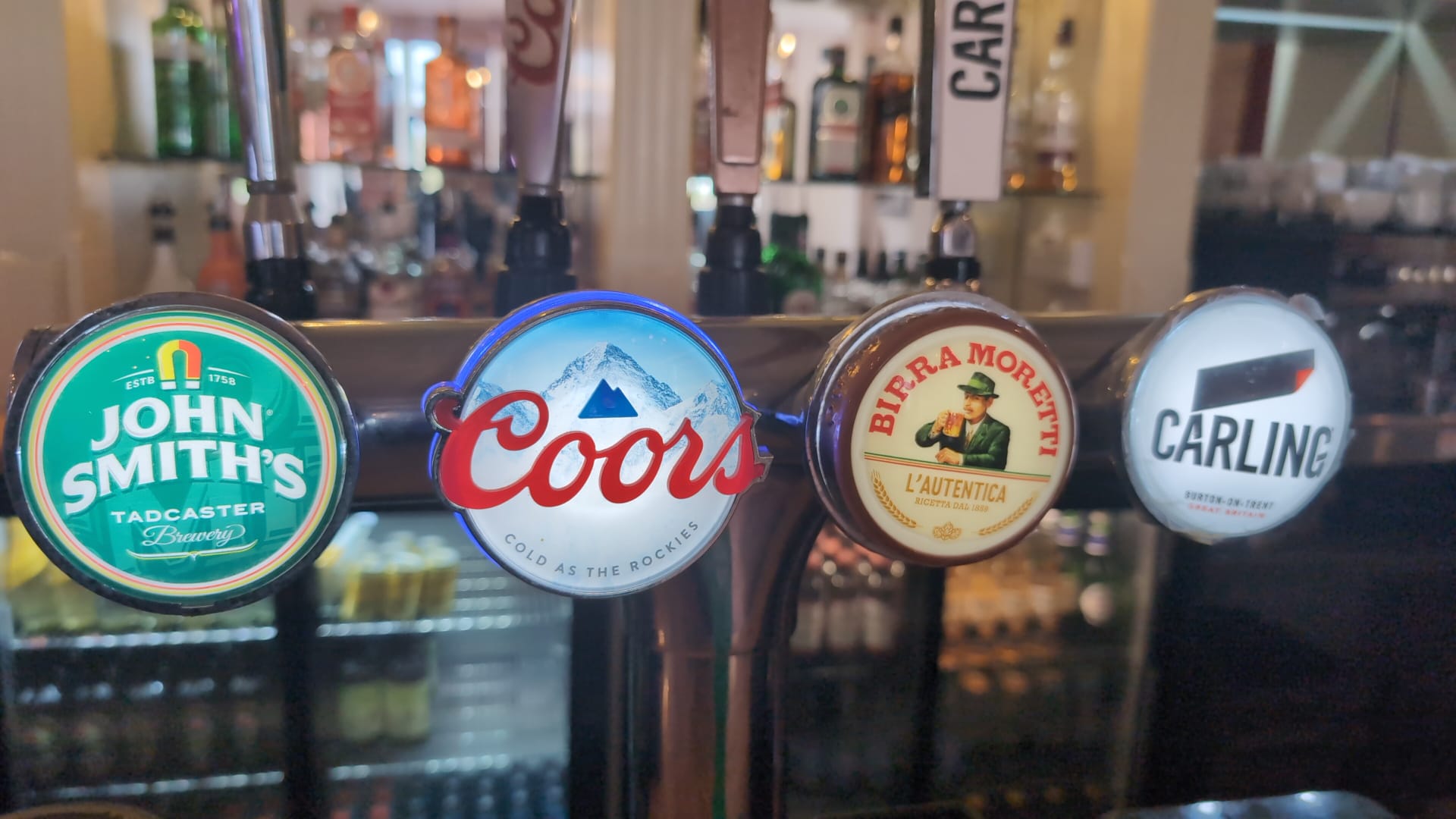 Draught beer taps on the bar