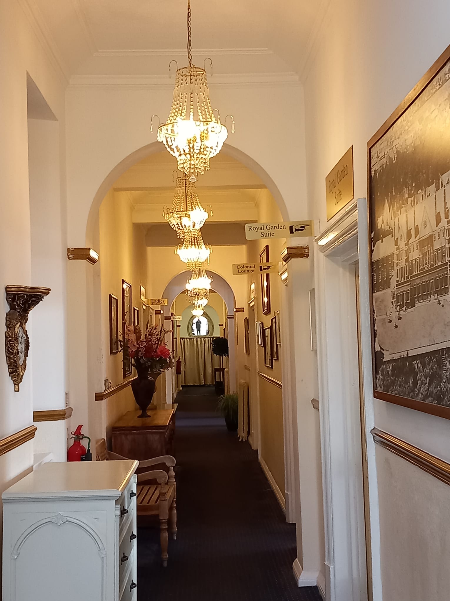 Hallway with original Victorian wall lights