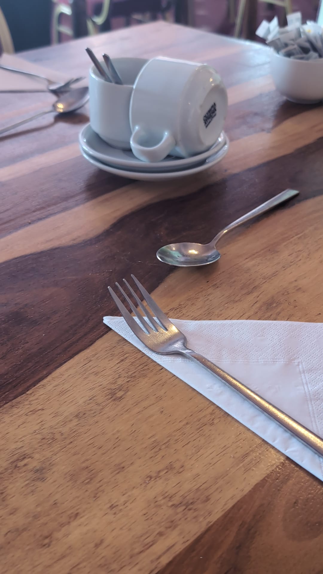 Restaurant table setting with cutlery