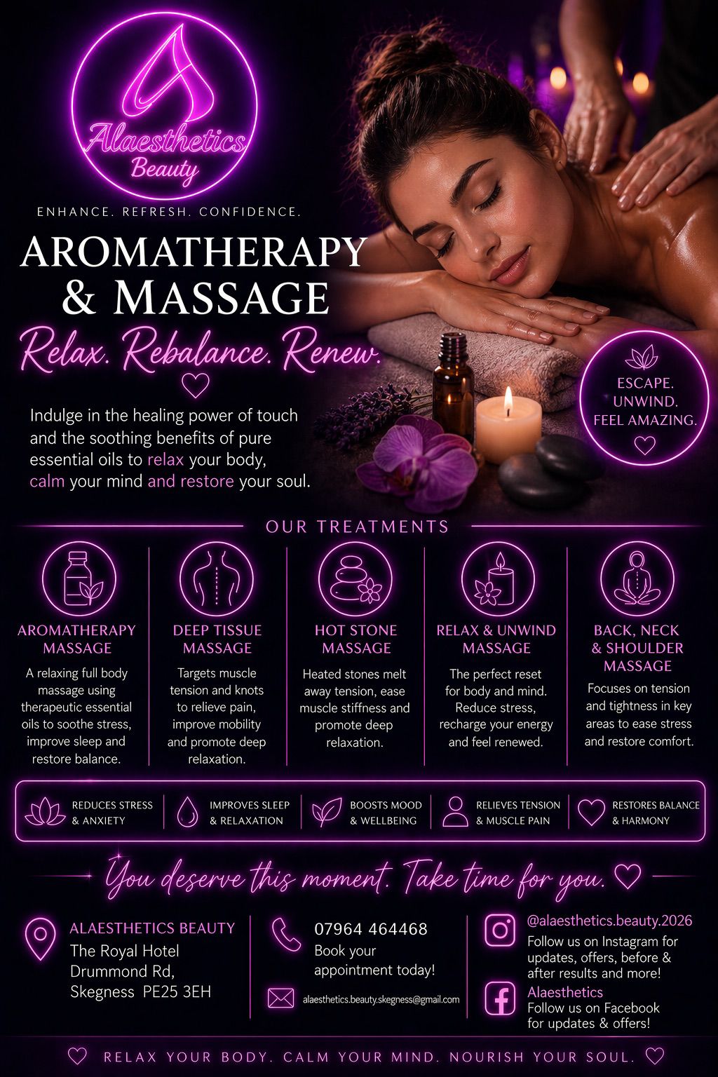 Alaesthetics Beauty - aromatherapy, deep tissue, hot stone and relaxation massage